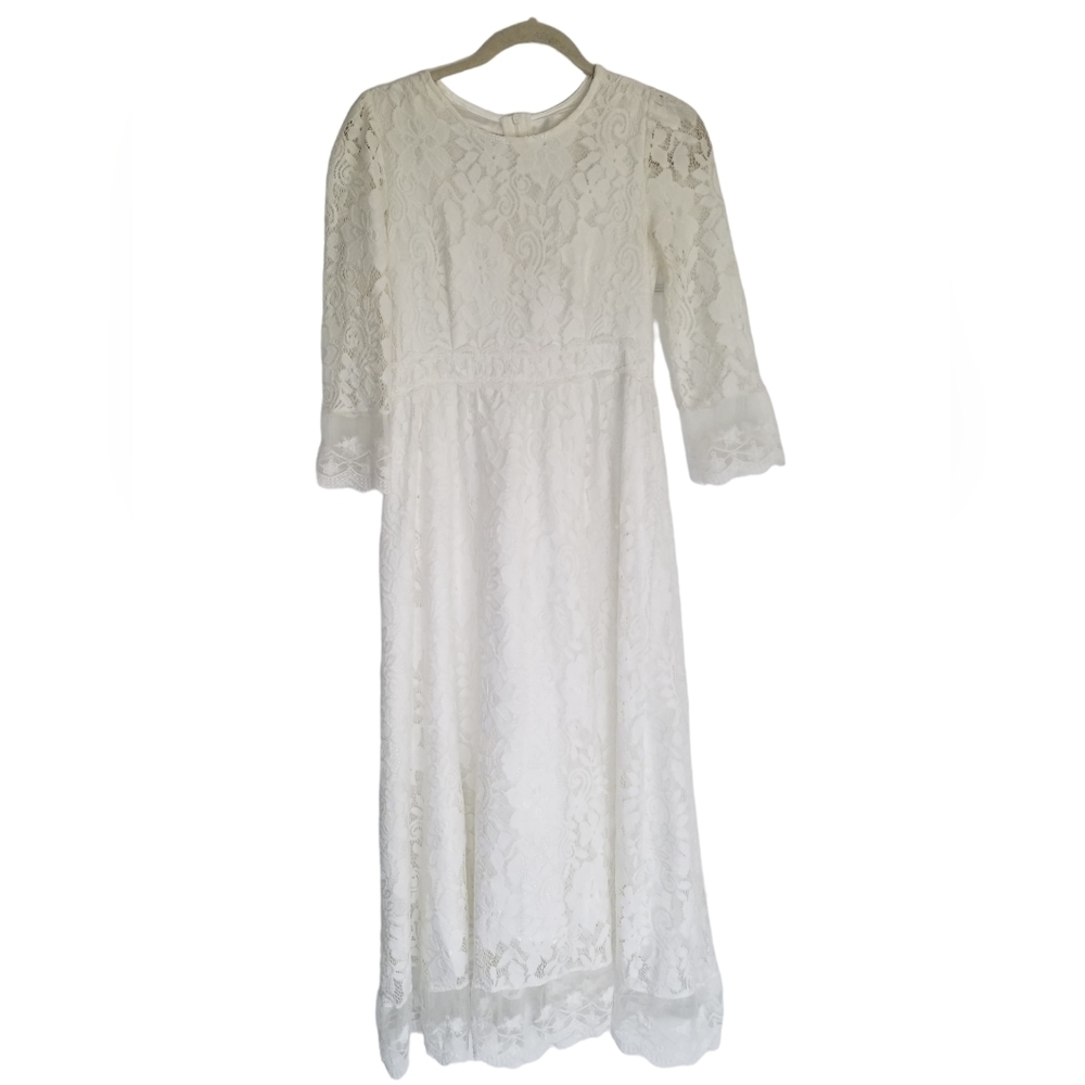 Beautiful White Lace Maxi Dress WEINIRUIER Size Medium
